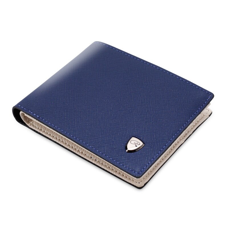 Men Wallet Solid Color Cross Pattern Open Multi Card Position Wallet Men Leather Purse Men Carteira Billetera Hombre: blue