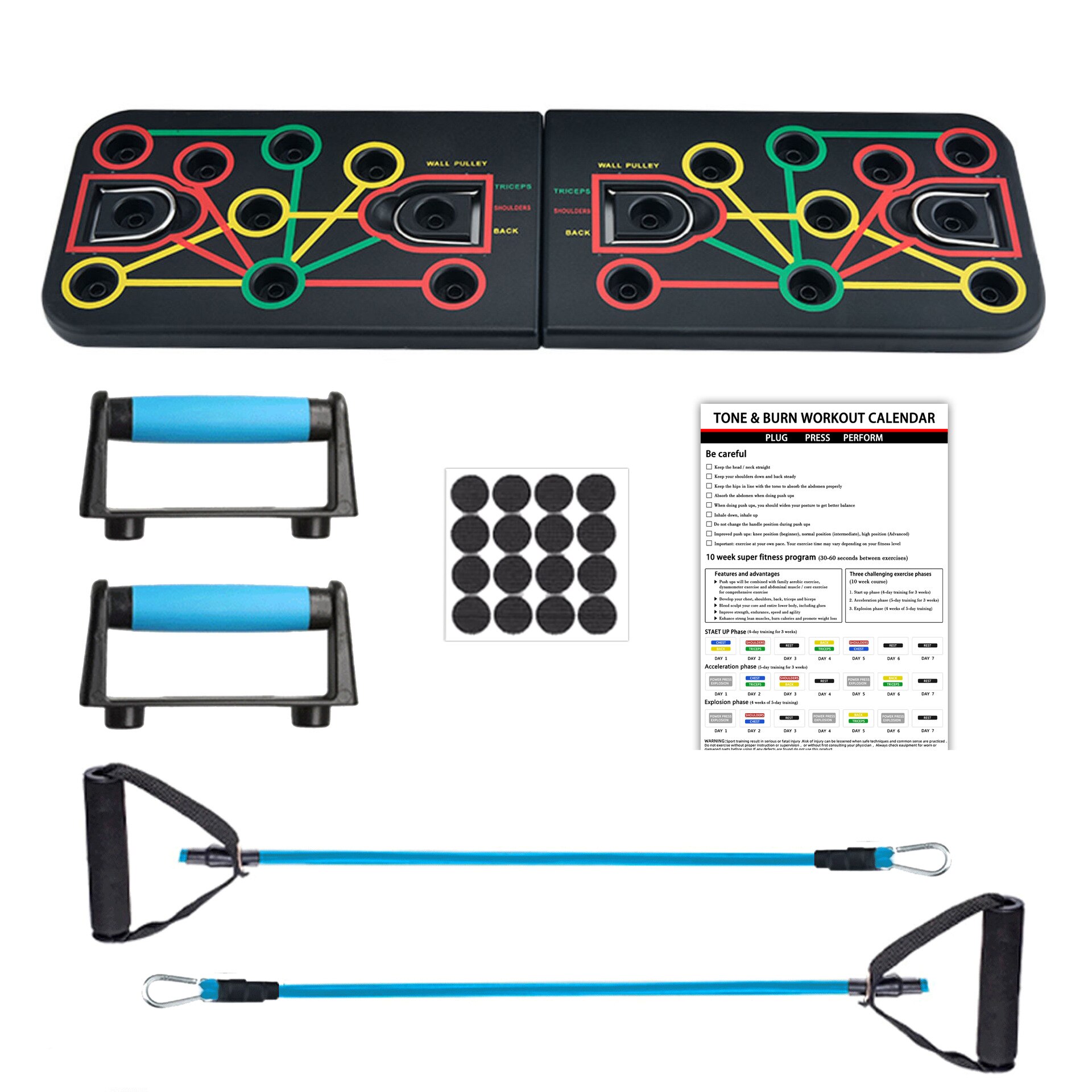Multi-Function Push Up Board System W/ Pull Rope Foldable Push Up Rack for Home Gym Fitness Muscle Core Strength Training Stand: B