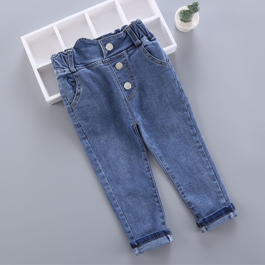 Jeans Meisje Effen Kleur Meisje Jeans Lente Herfst Jeans Voor Kinderen Casual Stijl Kinderkleding