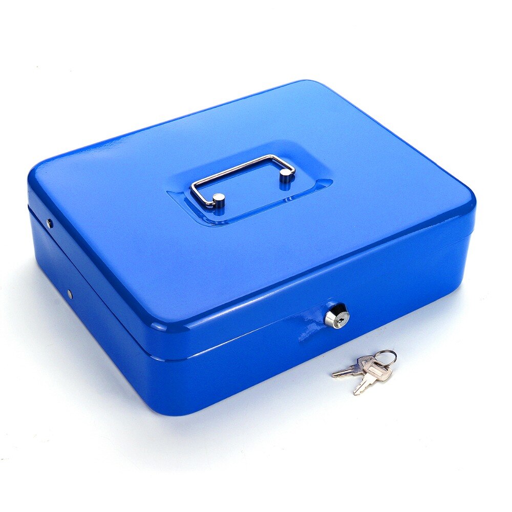 12 "Inch Cash Box Met Lade Afsluitbare Metalen Spaarpot 30X24X9Cm Blauw Draagbare Coin cash Spaarpot Home Winkel Sieraden Veilig