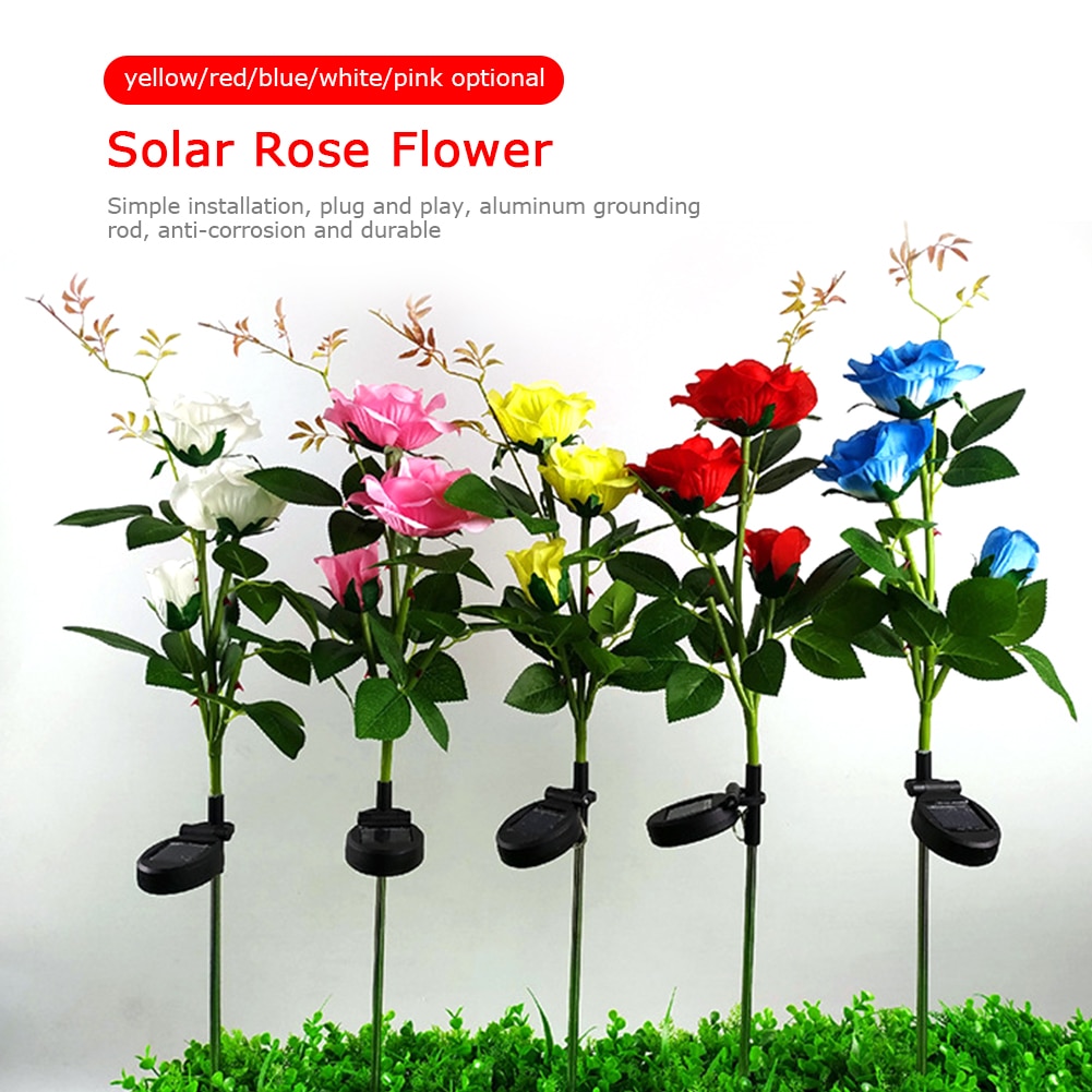 3LED Solar Rose Bloem Licht Waterdicht Tuin Landschap Lamp Outdoor Gazon Lamp Thuis Decoratieve Bloem Night Lights