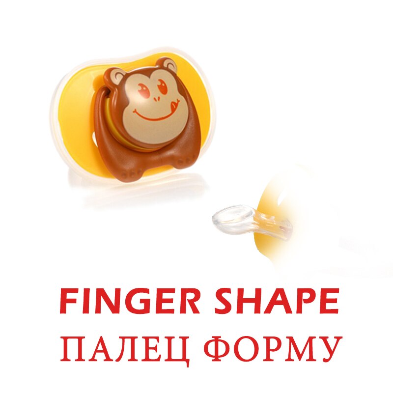 Baby Dieren Fopspeen Pasgeboren Fopspeen 2 Vorm Siliconen Tepel Vinger Stijl Mooie Fopspeen 4 Kiezen Enkel Geladen Voor Baby: Monkey Finger Shape