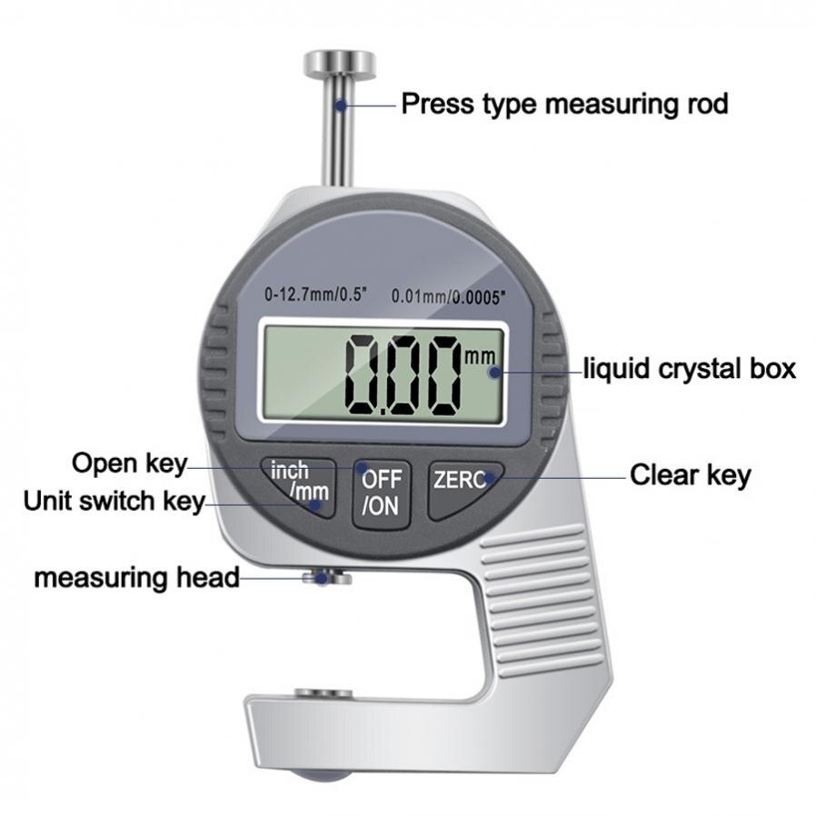 0-12.7Mm/0.01Mm Digitale Diktemeter Metalen Breedte Meting Dikte Meter Dial Tester Stevige Analyze Meten gereedschap