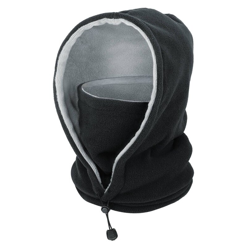 Ritoper vinter fleece balaclava mænd kvinder beanie varm tykkere hat tørklæde hals sport maske udendørs skiløb cykling skullies: Sort