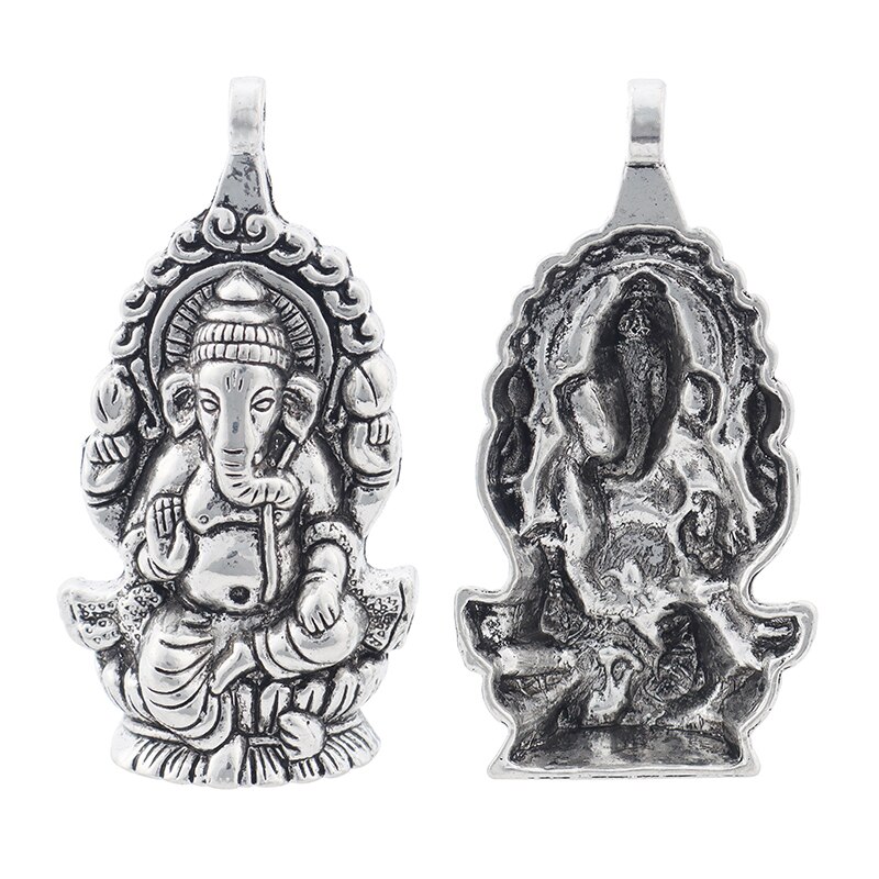 ZXZ 2 stücke Tibetischen Silber Große Ganesha Elefant Gott von Anfängen Reize Anhänger für Halskette Schmuck, sterben Entdeckungen