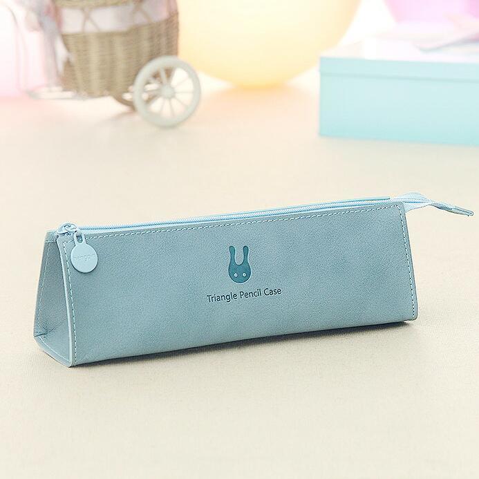 Estuche de lápices conciso de color sólido para chicas, estuches de lápices escolar para niñas, papelería, bolsa de lápices de lona, estuche escolar: Ash blue