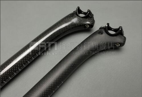 Uden logo 3k blank/mat fuldkulfiber vej/mtb cykel saddelpind offset 25mm cykel sadelpind rør 27.2/30.8/31.6 x 350mm