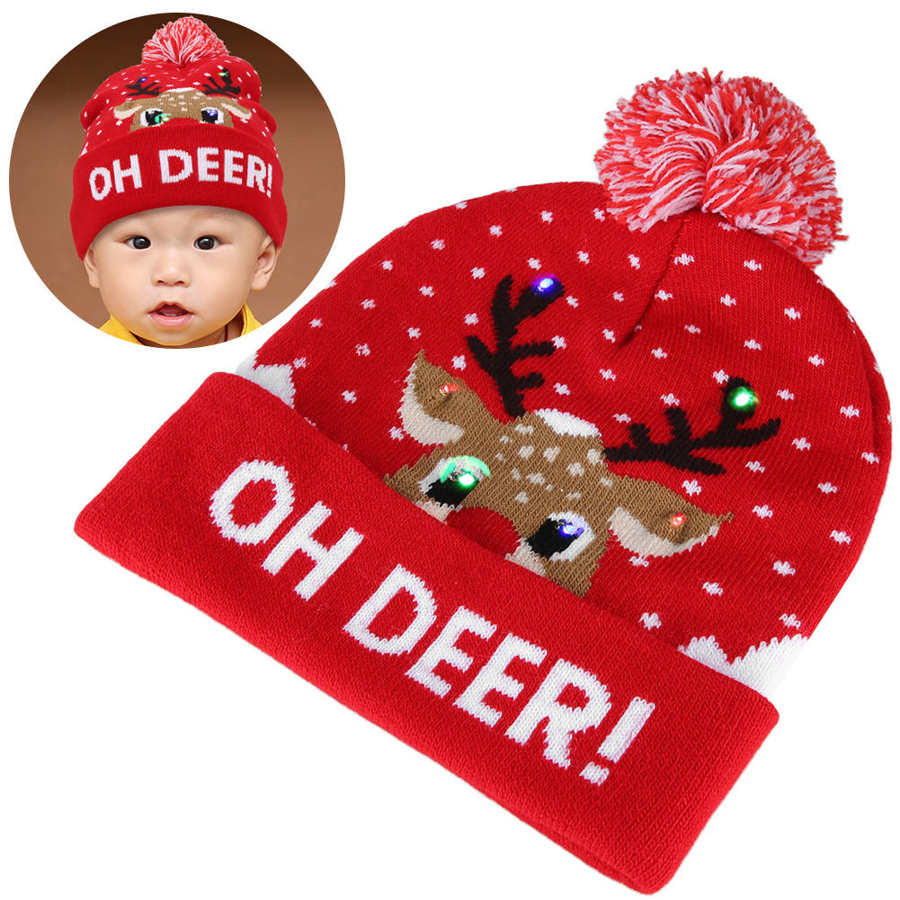 Led ljus upp hatt färgglada ljus stickad tröja mössa xmas jul mössa mössa stickad för unisex barn baby pojkar flickor