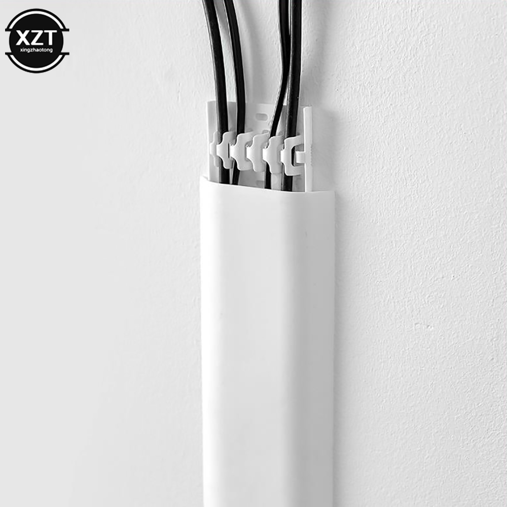 Wall Network Cable Routing Device Tv Cable Cover Trough Invisible Shielding Power Wire Cover Nail Free Wire Storage Organizer: white