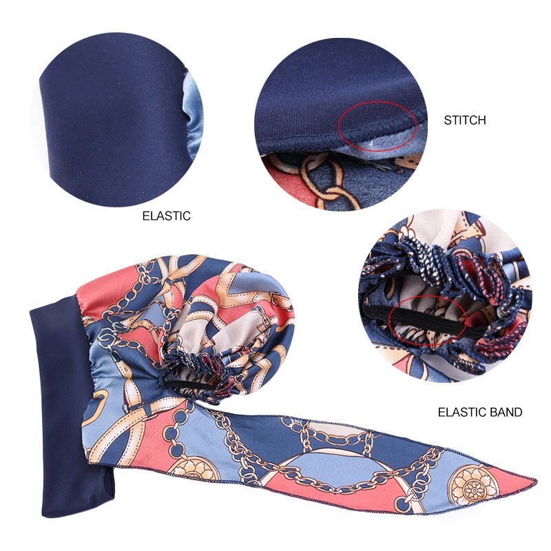 Women Chiffon Muslim Hijab Caps Flower Print Turban Bonnet Islamic Ladies Head Scarf Wrap Under Hijab Caps Turbante