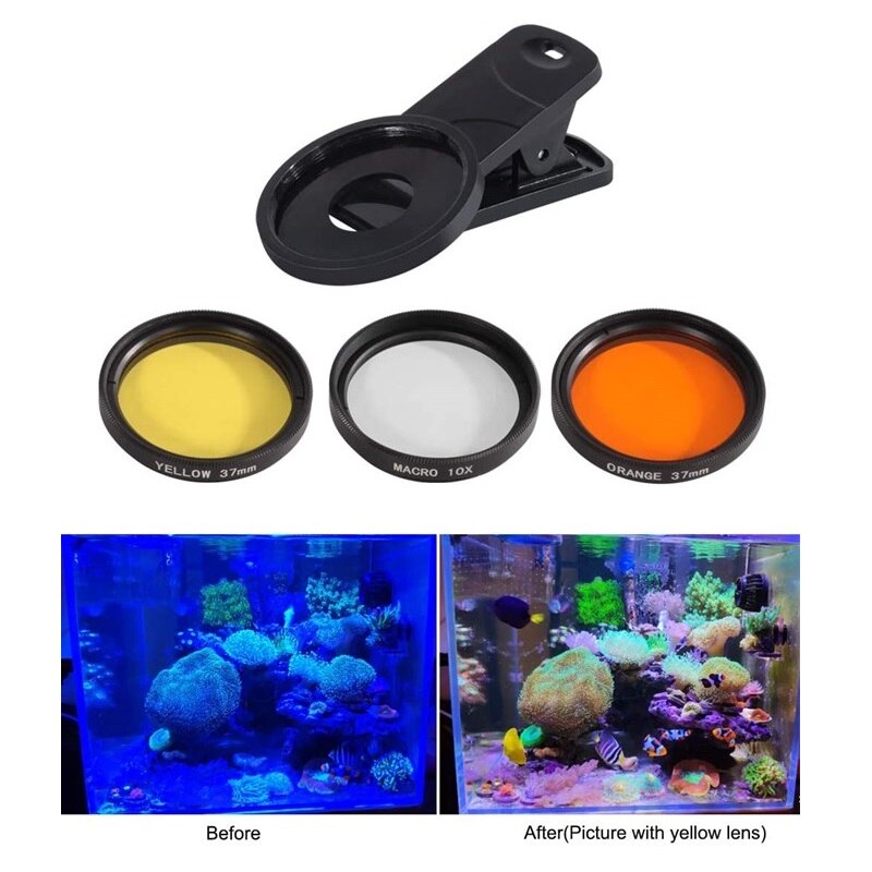 Aquarium Coral Lens Filter Kits Fish Tank Marine Saltwater Coral Reef Lens Phone Filters Lens Macro Lens Fish Aquatic Terrarium