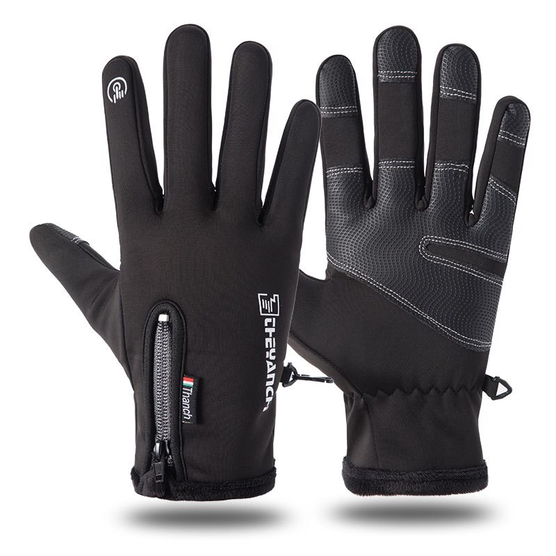 Guanti da neve Unisex guanti invernali guanti da ciclismo moto da esterno donna per Touchscreen freddo antivento antiscivolo: Black / L