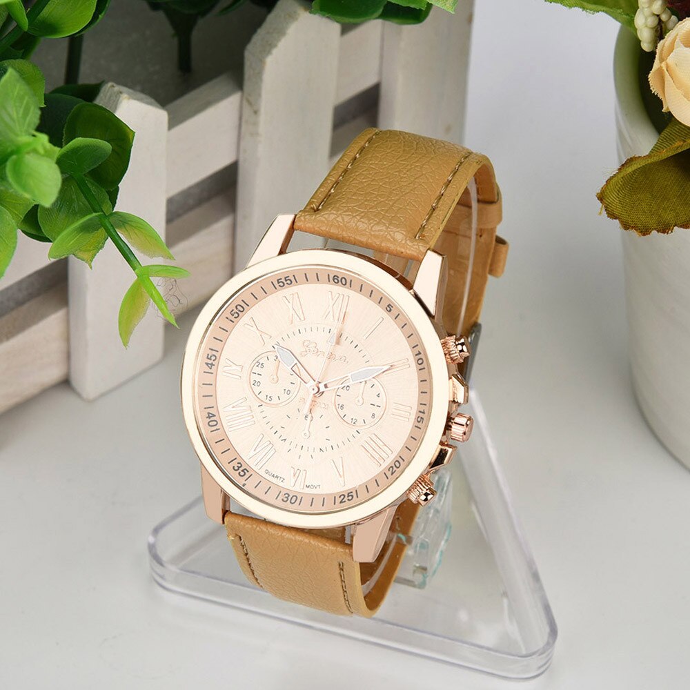 Vrouwen Romeinse Horloge Femme Lady Blue Roestvrij Waterdichte Polshorloge Cijfers Faux Leather Analoge Quartz Horloge #5