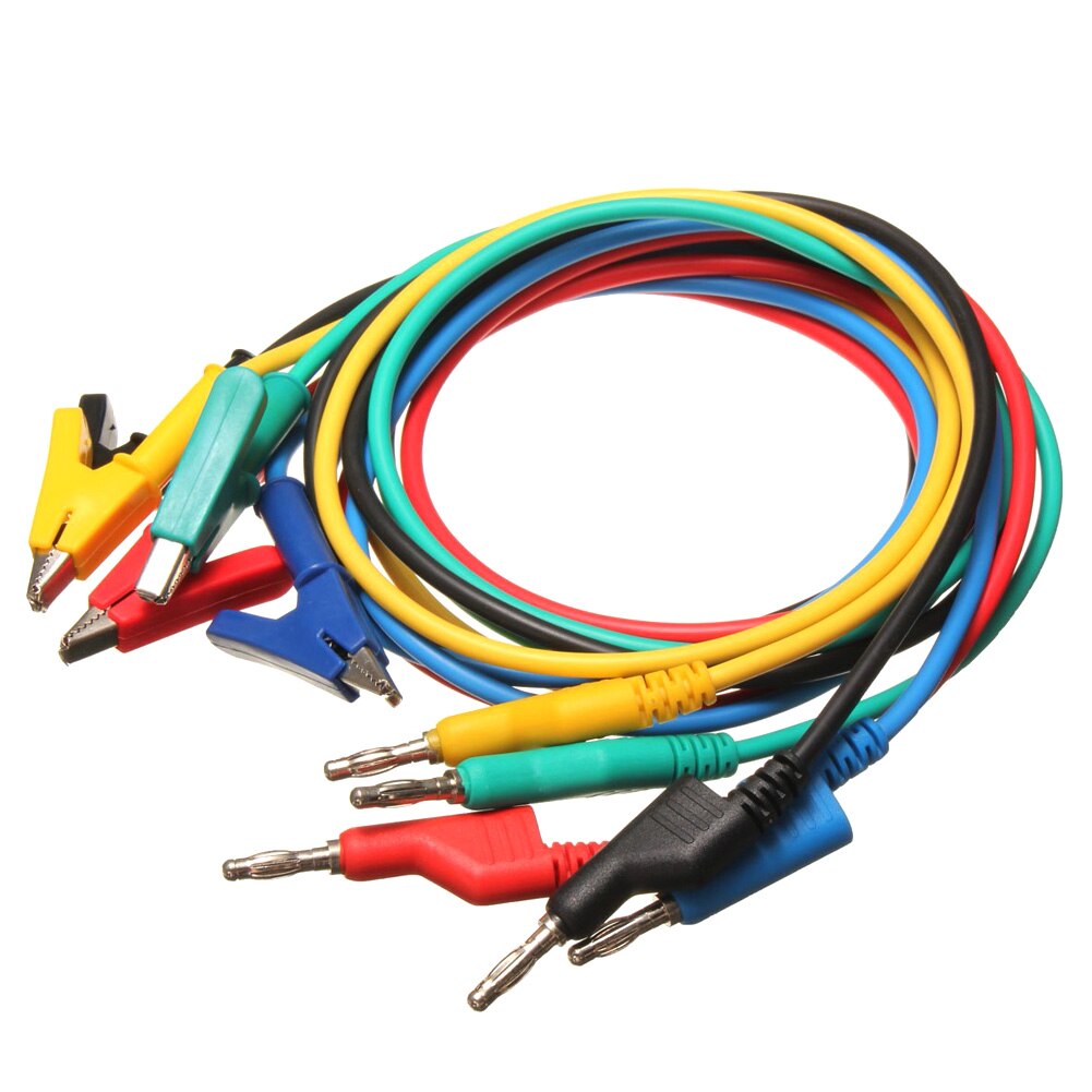 5Pcs Test Line Silicone Banana Plug to Alligator Clip Probe Lead Cable for Electrical Laboratory TD326
