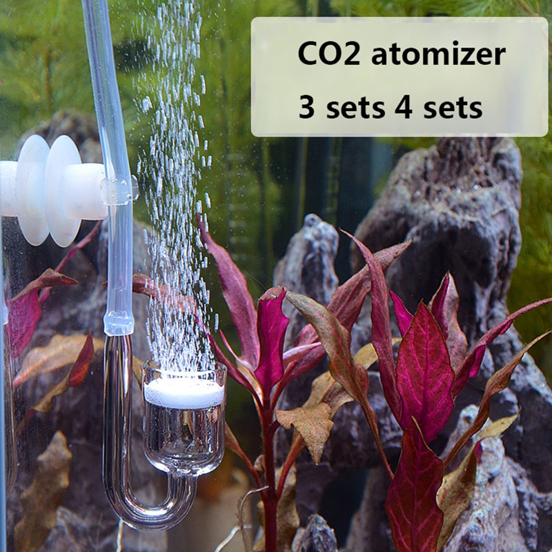 Nicrew 4 em 1 aquário u-tubos otários co2 difunde válvula de verificação regulador de reator de dióxido de carbono tanque de peixes planta viva atomizador