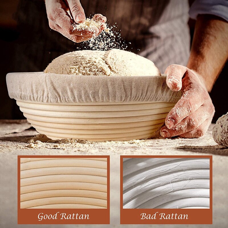 Round Bread Proofing Baskets Cloth Liner, Banneton Proofing Baskets 25Cm Bread Proofing Baskets for Baking