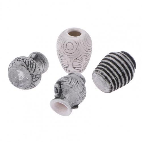 4Pcs Poppenhuis Vaas Miniatuur Handgemaakte Landschap Accessoire Keramische 1/12 Schaal Simulatie Poppenhuis Vaas Voor Tuin Scène: Default Title