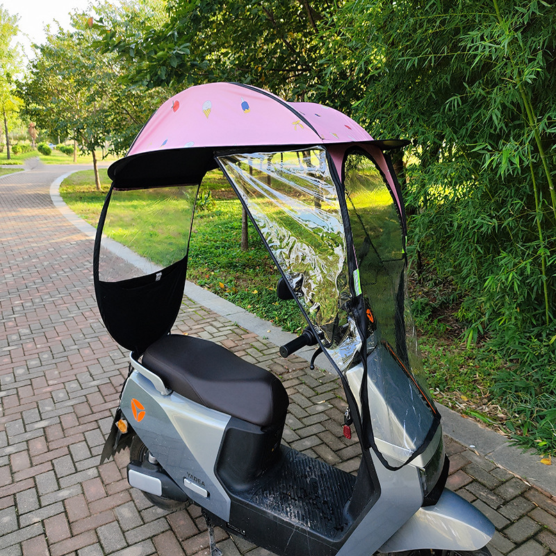 Factory direct electric vehicle sunshade umbrella, suitable for all seasons, provides sun protection and rain shelter.: M / pink color