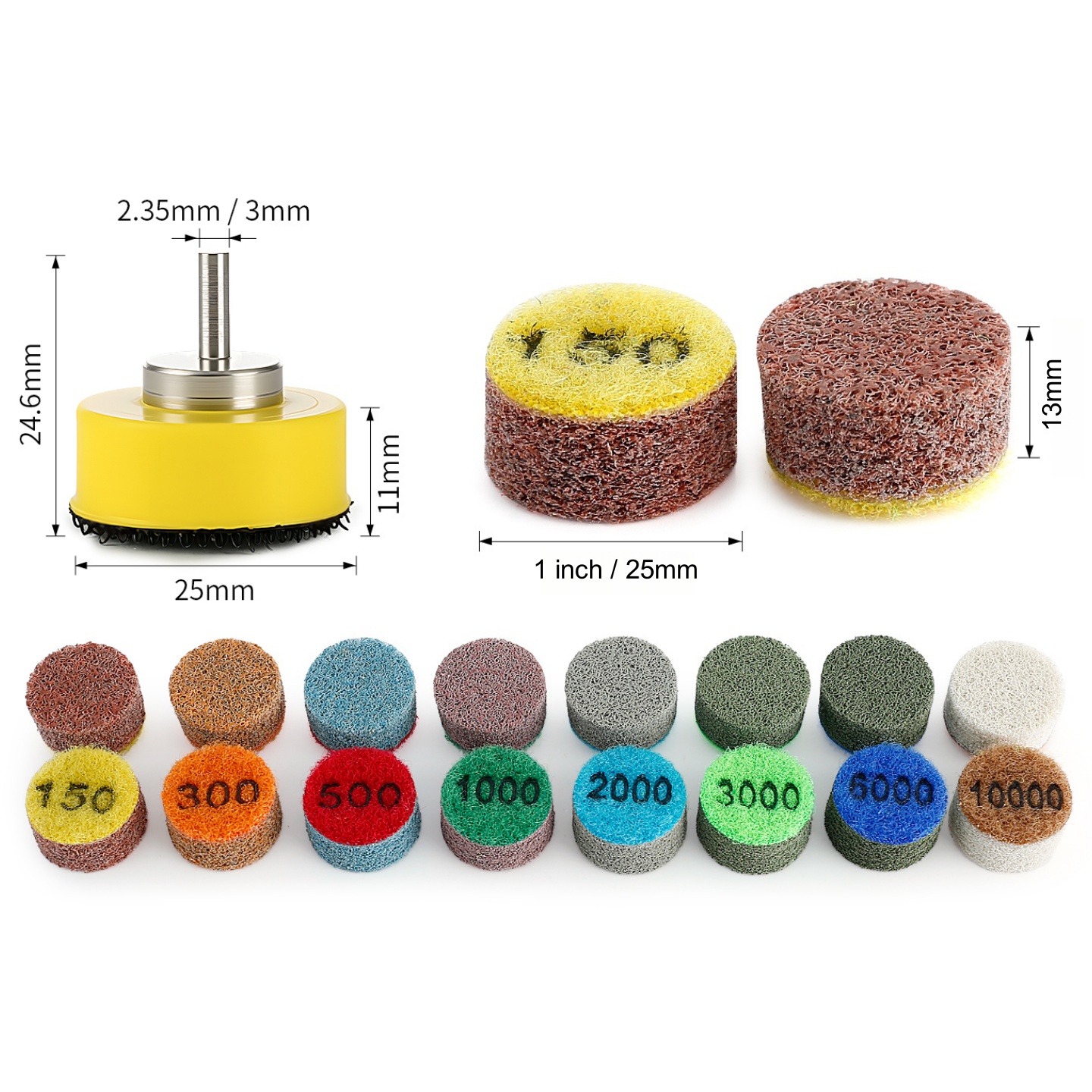 8 STKS Mini Polijstpads Set 1 Inch Spons Polijstpad Schuurschijf Voor Slijpen Marmer Quartz Crystal Jade 150 # -10000 # Korrel