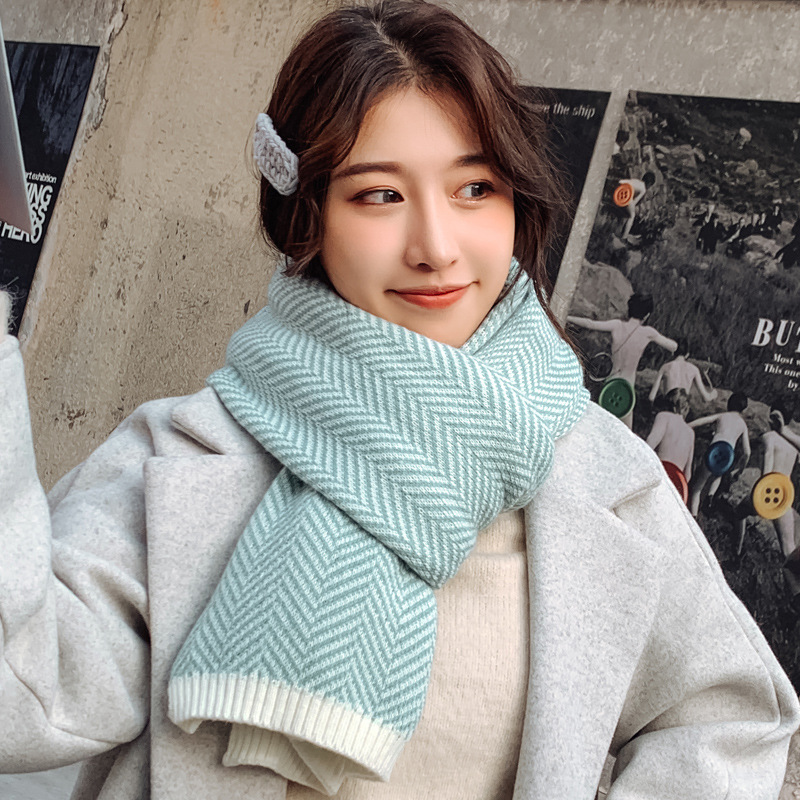 Woman winter striped thicker wild cute girl couple warm scarf