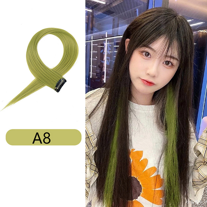 Clipe De Extensão Do Cabelo No Hairpiece, Long Straight Hanging Ear Wig, Extensões Sintéticas Acessórios, 60cm