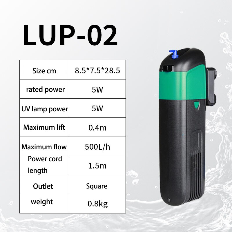 Aquarium UV Filter Sterilizer Lamp Pump Fish Tank Filter Water Oxygen Circulation Sterilization Remove Algae Deodorize 220V: LUP- 5W