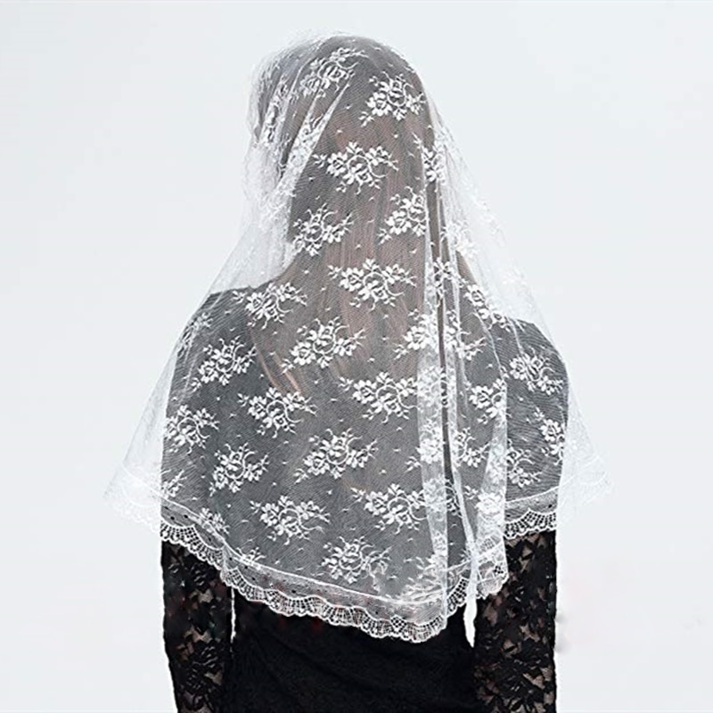 White Chapel Church Veil Lace Catholic Mantilla In... &ndash; Vicedeal