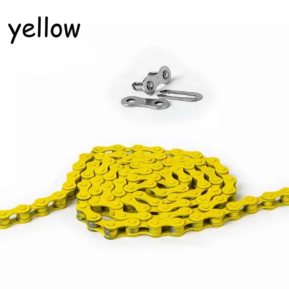 Fixed gear track bike bicycle chain single speed chain magic button chain colorful 98 links CZC004: YELLOW