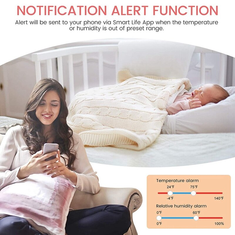 Smart Wifi Temperature And Humidity Detector Indoor Wireless Temperature And Humidity Sensor For Alexa/Google Home