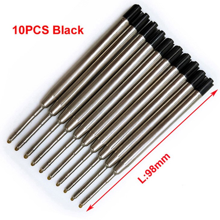 10pcs highly Universal Standard Style Black and Blue Ink refill 0.7mm Medium Nib metal Ball Point Pen Refills: 10 PCS black refills