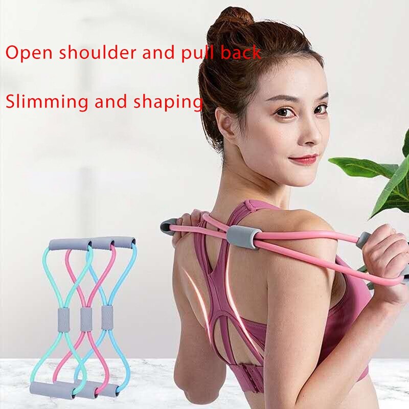 Spanner home yoga fitness resistance 8 word spanner chest expander rope workout muscle training rubber elastic bands