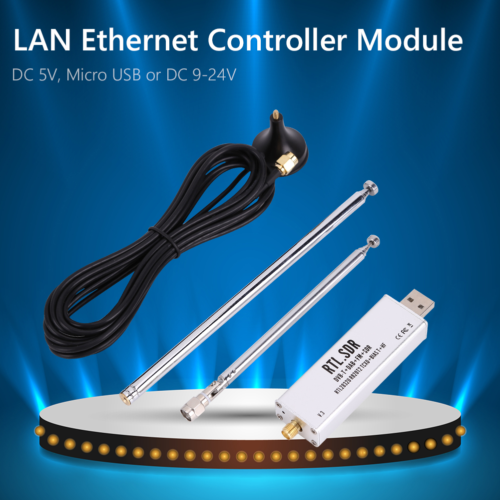 RTL-SDR SDR Receiver RTL Blog V3 R820T2 RTL2832U 1PPM TCXO RTL 0.1MHz-1.7GHz Defined Radio Band With Multipurpose Dipole Antenna