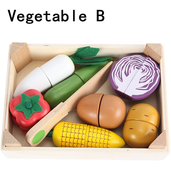 WOODADDY Giocattoli Del Bambino Fragola Simulazione di Frutta Verdura Cut Set Giocattoli di Legno Per I Bambini I Bambini di Alimento Della Cucina Educativo del Regalo: Vegetable B