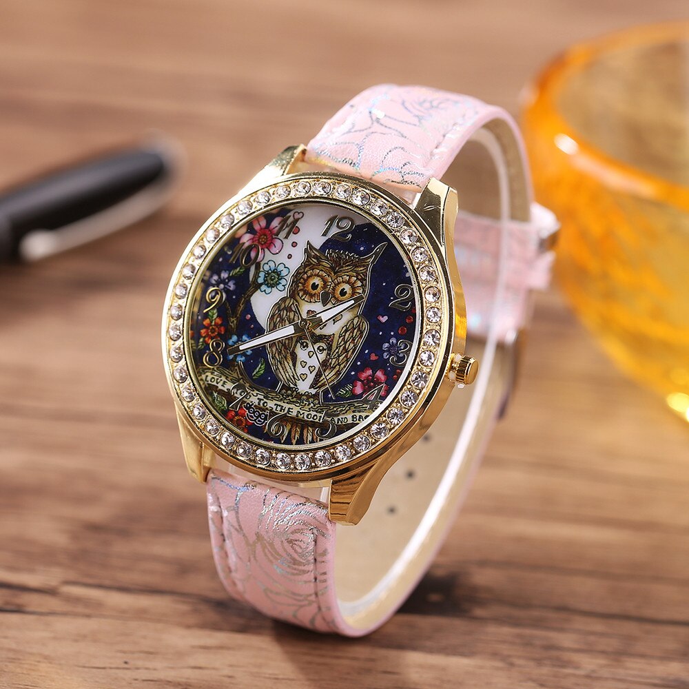 Mannelijke En Vrouwelijke Horloges Universal Cartoon Uil Paar Modellen Diamond Quartz Horloge Vrouwen Dames Klok Relogio Masculino