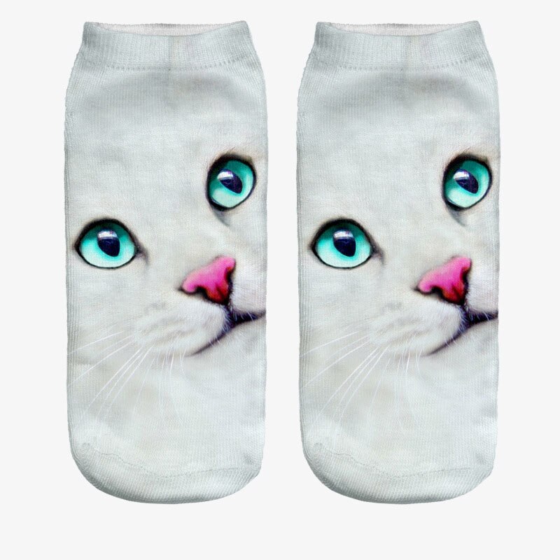 Calcetines con estampado 3D de para Mujer, calcetín tobillero de corte bajo, medias informales con estampado 3D de gato, zapatos de lona,: 15