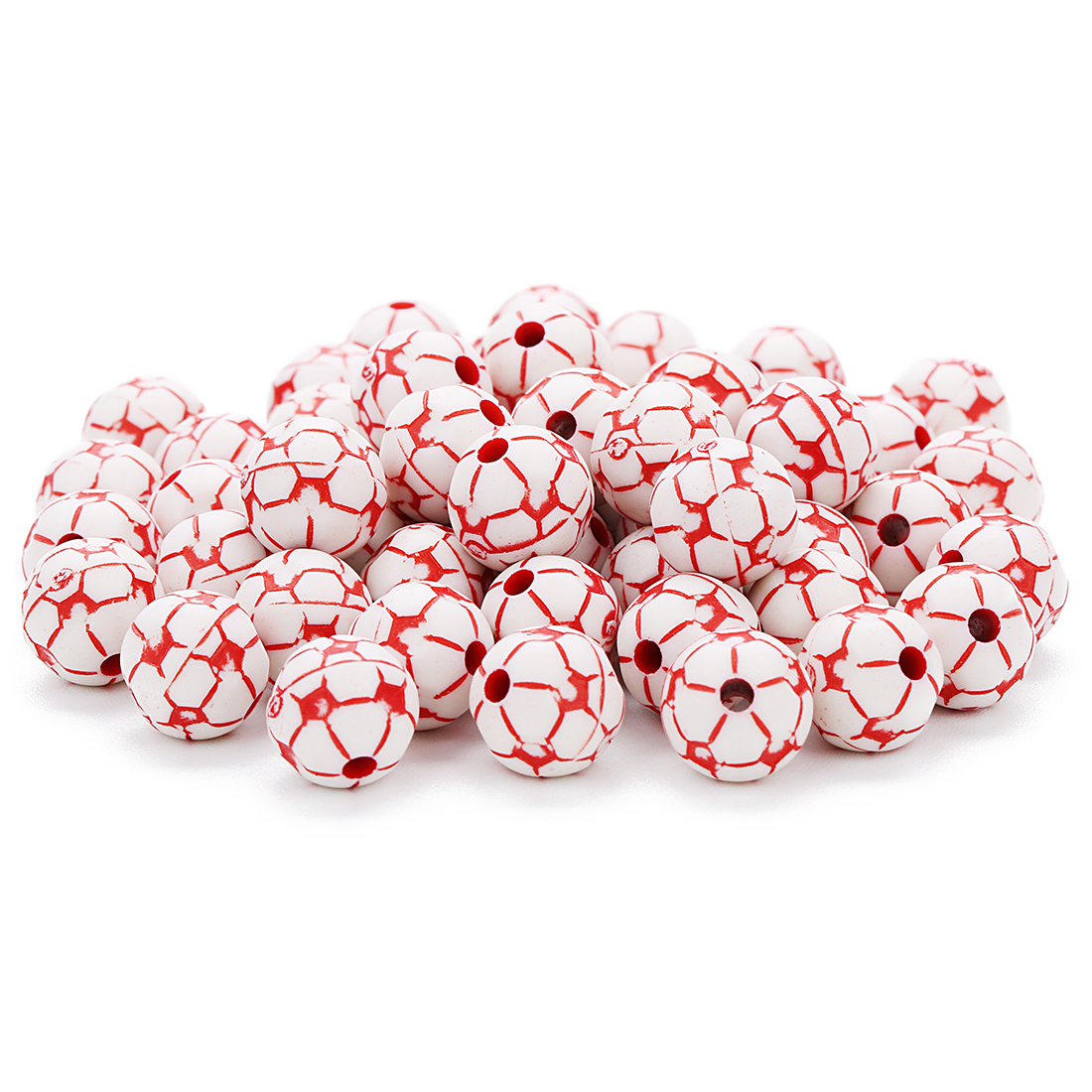 Perline da calcio in acrilico tutto'ingrosso Ciondoli per palloni da calcio da cestino Perline sfuse rotonde con braccialetti con fori Forniture per la creazione di gioielli: Grigio