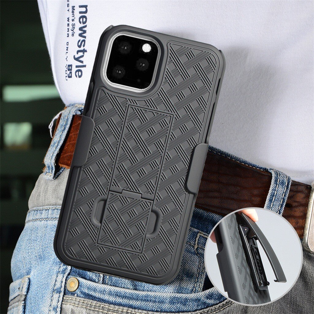 Fundas para teléfonos móviles para iphone 11pro MAX 6,5 pulgadas fundas para iphone negro carcasa dura Delgada funda con Clip para cinturón funda 19SEP16