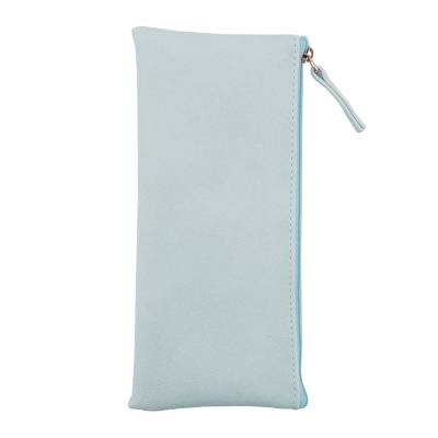 Súper recomendado, caja de lápices Simple de cuero negro dorado plateado rosa, suministros escolares, papelería Bts, bolsa de almacenamiento para , caja de lápices: Azul cielo