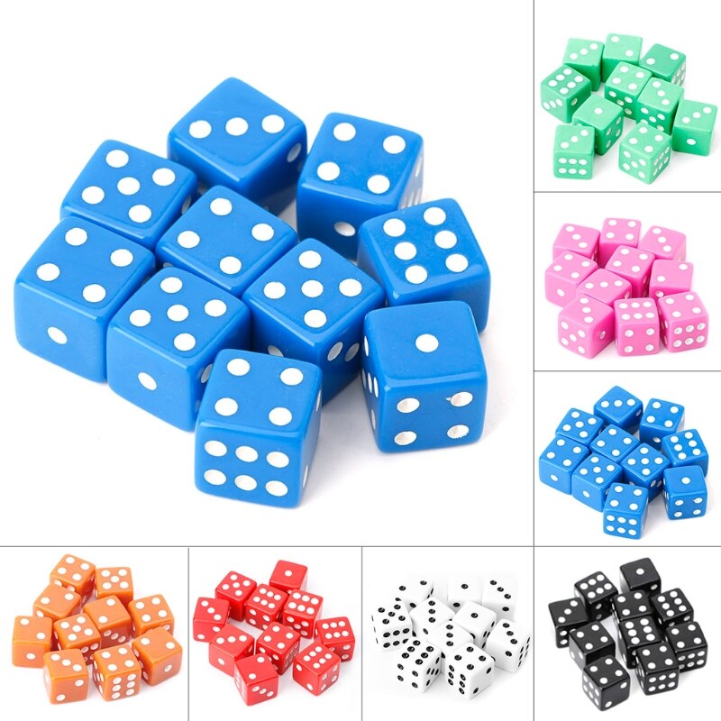 10pcs/set 15mm Multicolor Acrylic Cube Dice Beads Six Sides Portable Table Games Toy fun