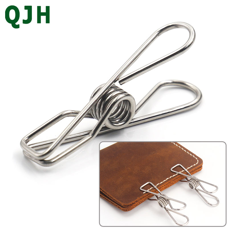 Stainless Steel Metal Spring Clips for Leather craft Tools Silver Ticket Clip Clothes Hanging Pegs Clips Clamps Leather Tool