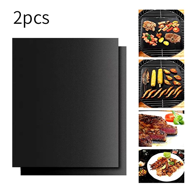 2/5Pcs non-stick BBQ Grill Mat Barbecue Bakken Liners Herbruikbare Teflon Koken Grillen Sheet Pad Magnetron oven Keuken Tool: 2PCS
