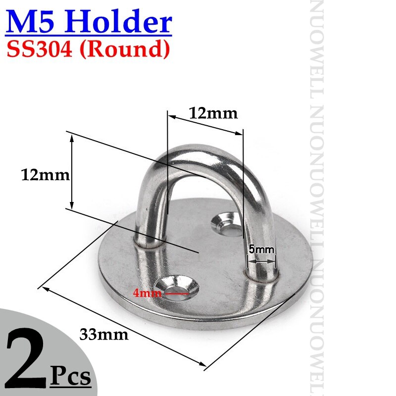 2Pcs M5 M6 M8 304 Rvs Houder Touw Haak Sluiting Connectors Deur Bout Haak Zonnescherm Netto Dekzeil Installatie onderdelen: M5 Round