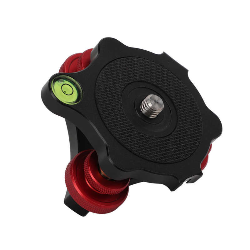 LP-64 Camera Tripod Ball Head Leveling Base Aluminum Triple Wheel Leveler Bubble Level 3/8in Screw Universal for SLR Ball Head