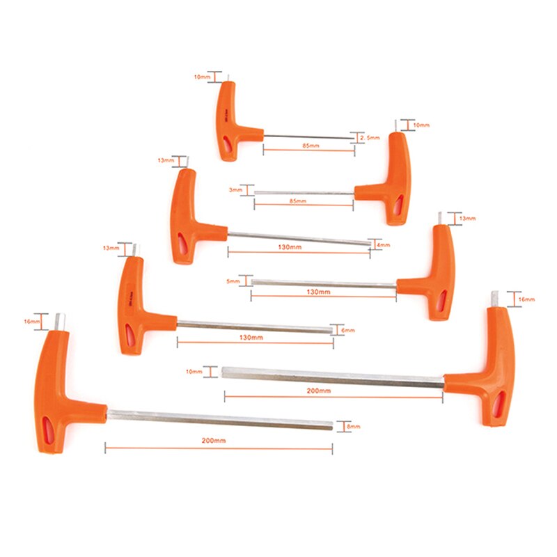 1Pc 2-10mm Metric T Shape Handle Allen Wrench Ball End Hex Key Long Arm