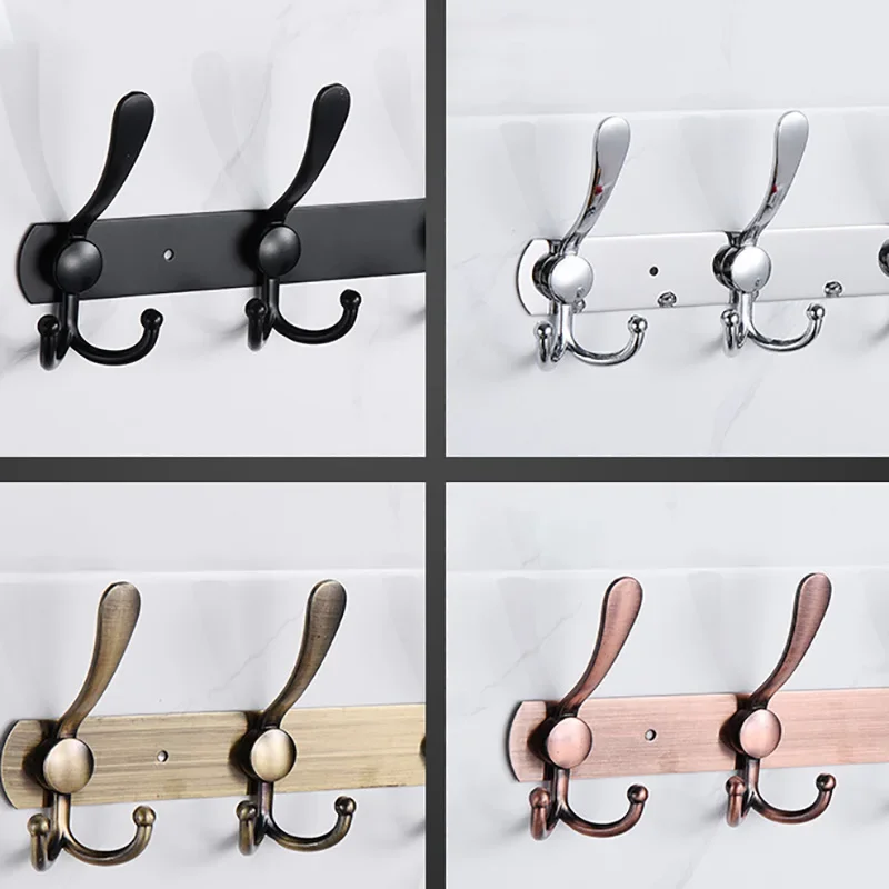 5 Hooks Stainless Steel Wall-mounted Bathroom Hook Rack Towel Clothes Coat Hat Holder Hallway Bedroom Kitchen Storage Rack