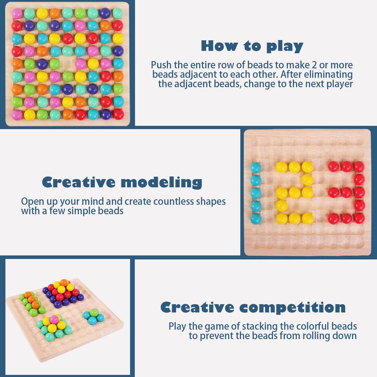 Wooden Rainbow Ball Elimination Game Kids Adults Interaction Puzzle Chess Board Games Set with Clip Spoon Xmas for Children