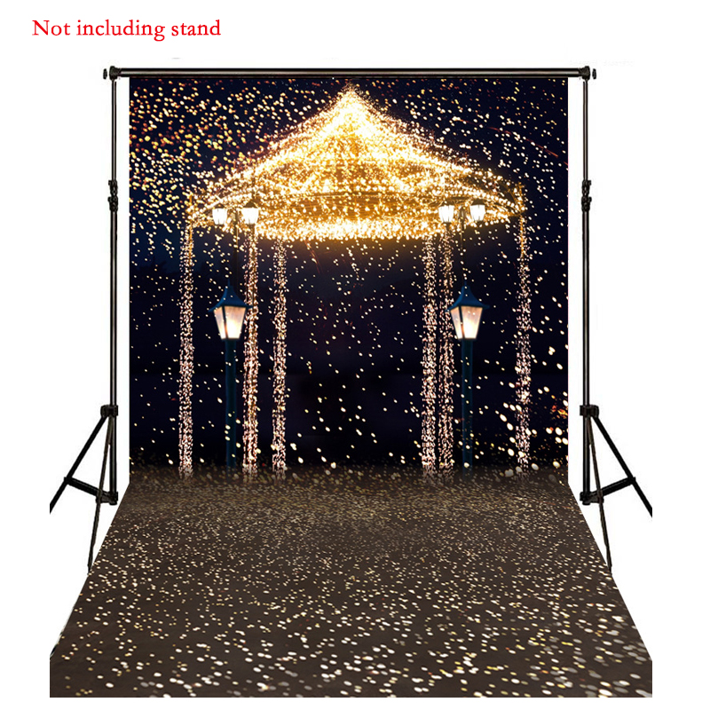 Fondo de fotografía con tema de lunares y estrellas brillantes de fantasía, telón de fondo para boda, de cumpleaños, decoración de fondo dorado y negro, 1 unidad: B / 150x90cm