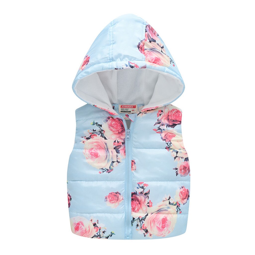 Peuter Baby Bloem Gedrukt Vest Baby Meisje Jongens Mouwloos Bloemen Bloemen Hooded Warm Vest Tops Kids Winter Warme Kleren