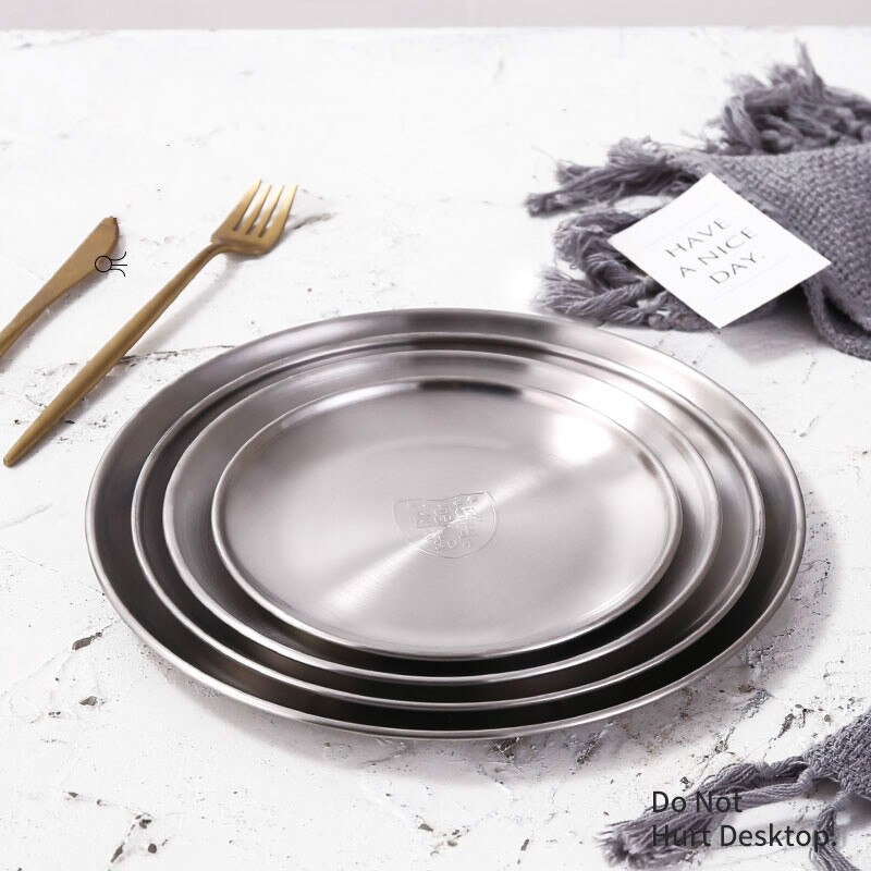 European Style Dinner Plates Gold Dining Plate Serving Dishes Round Plate Cake Tray Western Steak Round Tray Kitchen WJ41803