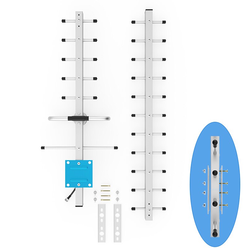 Lintratek GSM 2G 3G 4G Antenna Set 20dBi External Antenna 18-units yagi High Gain Aerial 360 Degree Internal Antenna + 15M cable